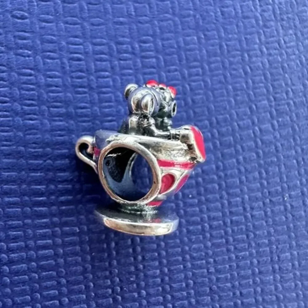 NWOT Mickey Mouse & Minnie Mouse Teacup Disney Parks x Pandora FIT Silver Charm